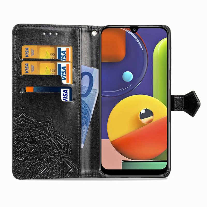 Capa De Couro Para Samsung Galaxy A50 Mandala Idade Média