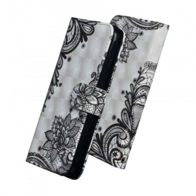 Capa De Couro Para Samsung Galaxy A50 Renda Chique