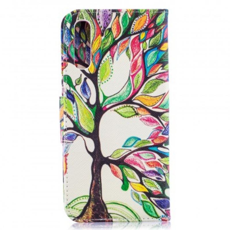 Capa Em Pele Para Samsung Galaxy A50 Árvore Colorida