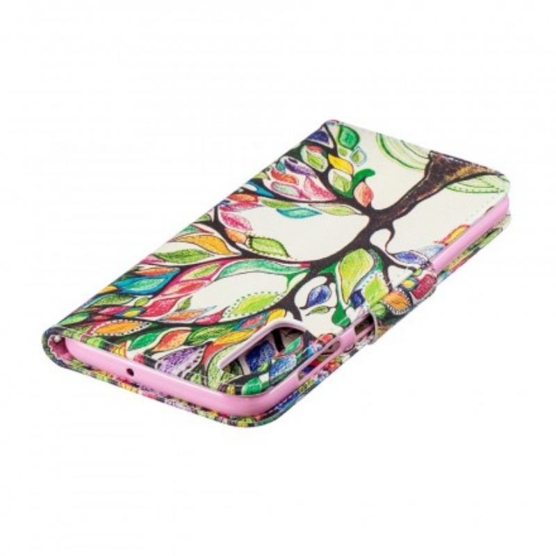 Capa Em Pele Para Samsung Galaxy A50 Árvore Colorida