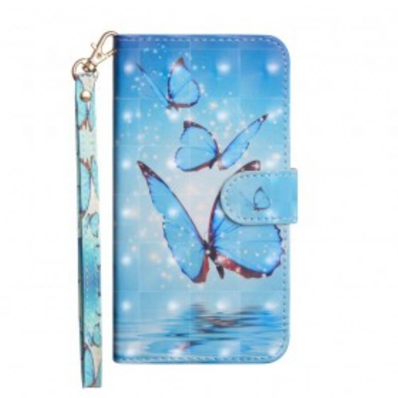 Capa Flip Para Samsung Galaxy A50 Borboletas Azuis Voando