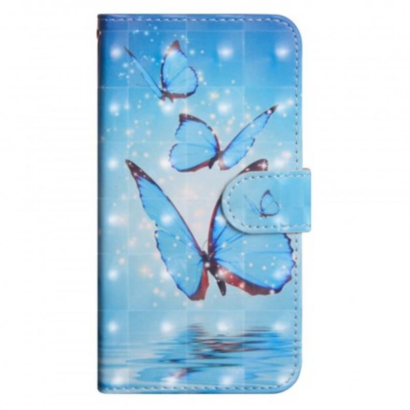Capa Flip Para Samsung Galaxy A50 Borboletas Azuis Voando
