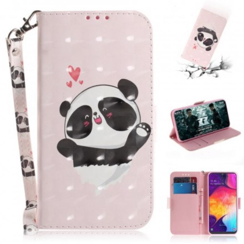 Capa Flip Para Samsung Galaxy A50 De Cordão Panda Love Com Cordão