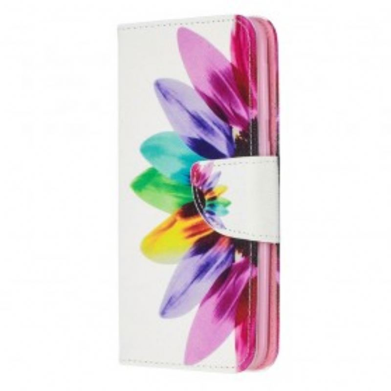 Capa De Couro Para Samsung Galaxy A20e Flor Aquarela