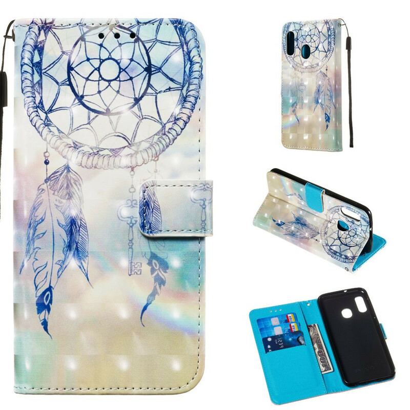 Capa Flip Para Samsung Galaxy A20e / A10e Apanhador De Sonhos Em Aquarela
