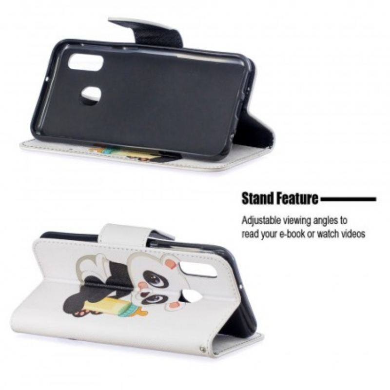 Capa Flip Para Samsung Galaxy A20e Bebê Panda