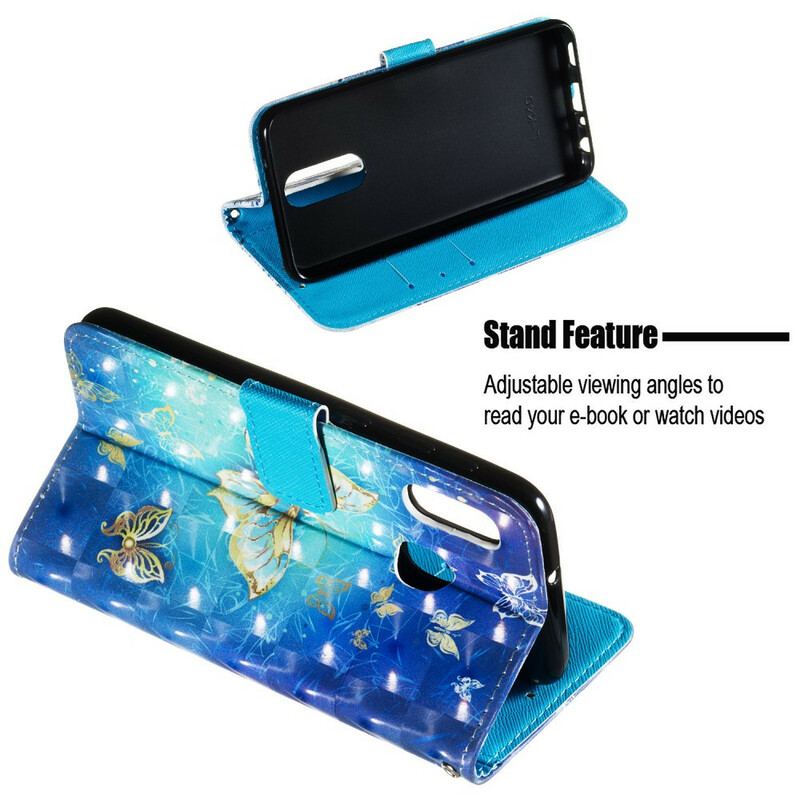 Capa Flip Para Samsung Galaxy A20e Borboletas Douradas