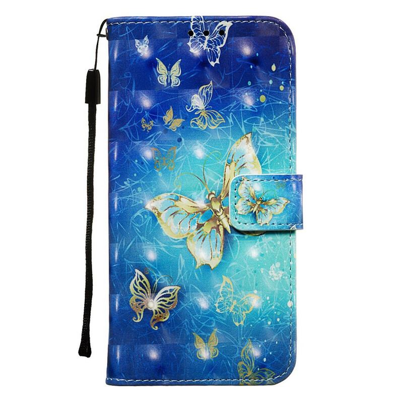 Capa Flip Para Samsung Galaxy A20e Borboletas Douradas
