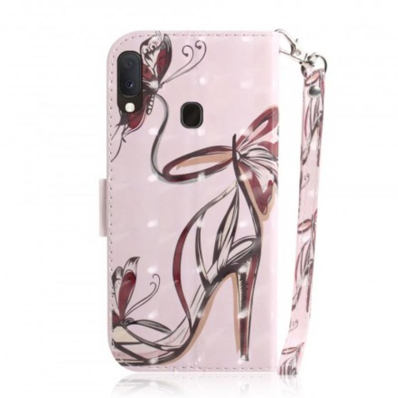Capa Flip Para Samsung Galaxy A20e De Cordão Bomba Strappy