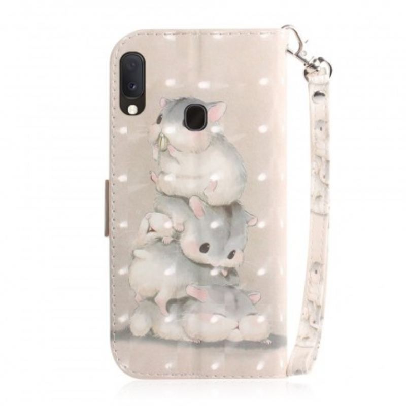 Capa Flip Para Samsung Galaxy A20e De Cordão Hamsters Tanga