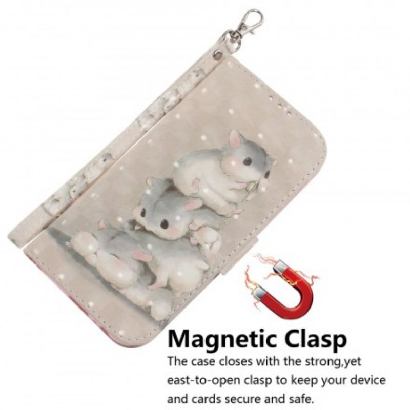 Capa Flip Para Samsung Galaxy A20e De Cordão Hamsters Tanga
