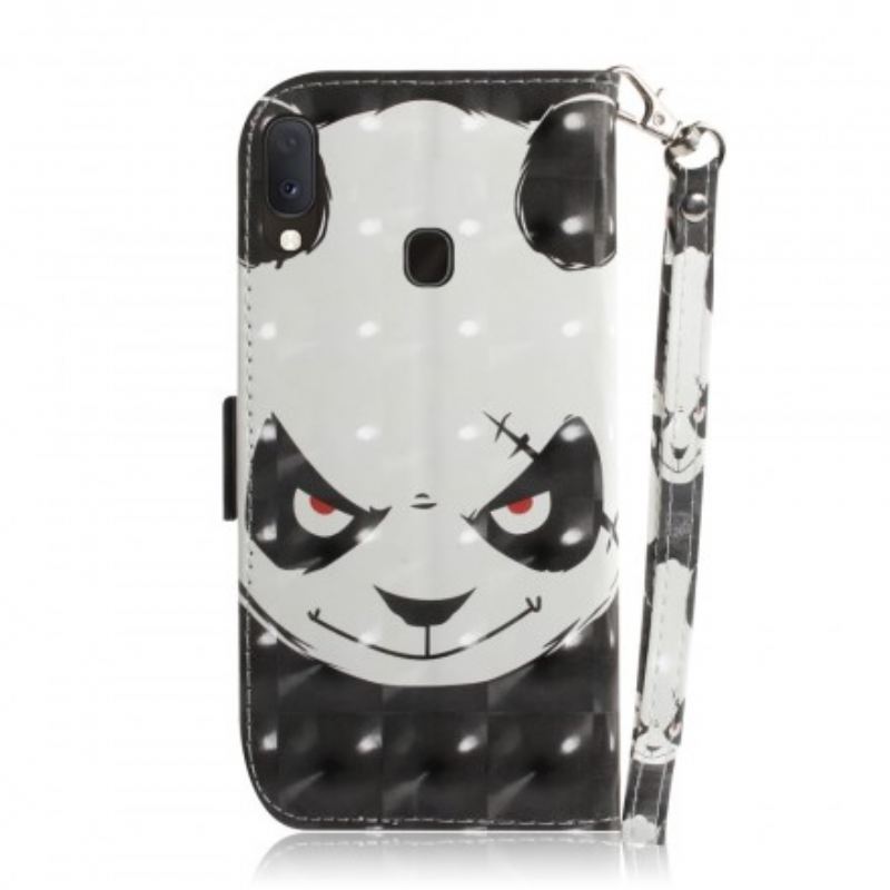 Capa Flip Para Samsung Galaxy A20e De Cordão Panda Irritado Com Cordão