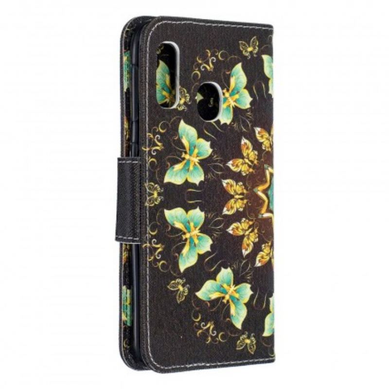 Capa Flip Para Samsung Galaxy A20e Mandalas Borboletas