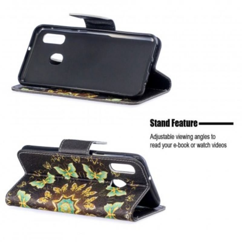 Capa Flip Para Samsung Galaxy A20e Mandalas Borboletas