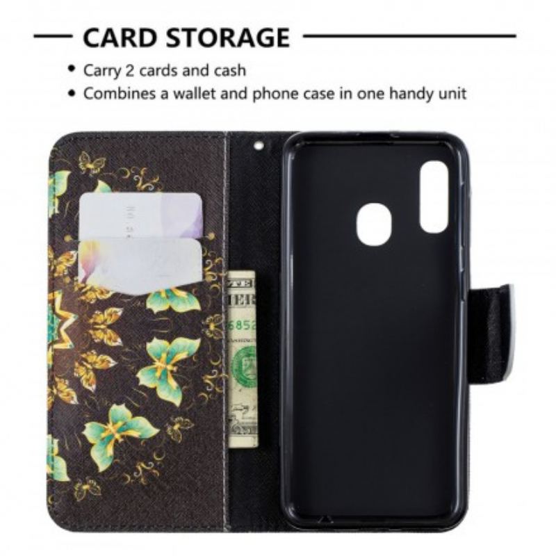 Capa Flip Para Samsung Galaxy A20e Mandalas Borboletas