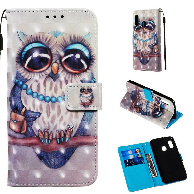 Capa Folio Para Samsung Galaxy A20e Dona Coruja