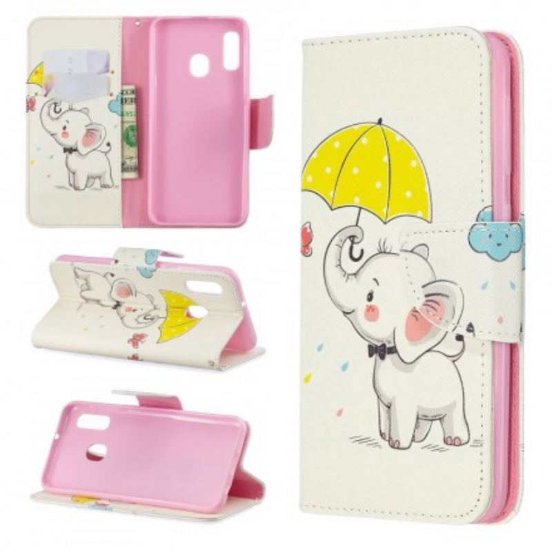 Capa Folio Para Samsung Galaxy A20e Elefante Bébé