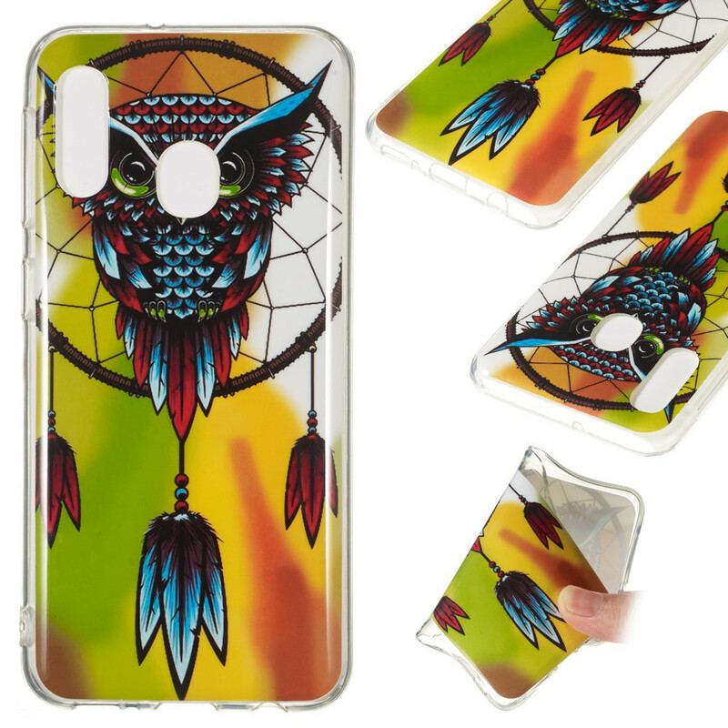 Capa Para Samsung Galaxy A20e Coruja Fluorescente Apanhador De Sonhos