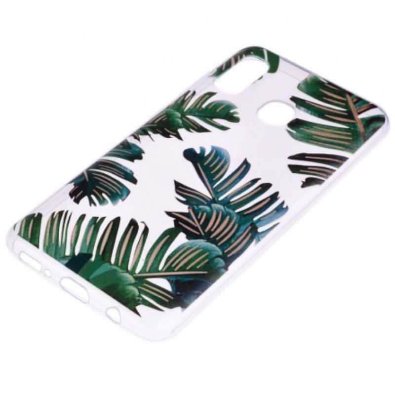 Capa Para Samsung Galaxy A20e Folhas Verdes Sem Costura