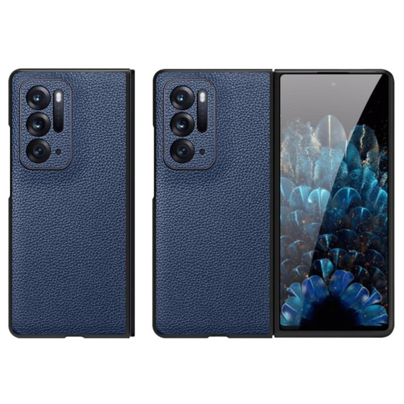 Capa Para Oppo Find N Couro De Lichia Premium Genuíno