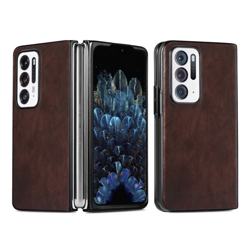 Capa Para Oppo Find N Couro Sintético De Lichia