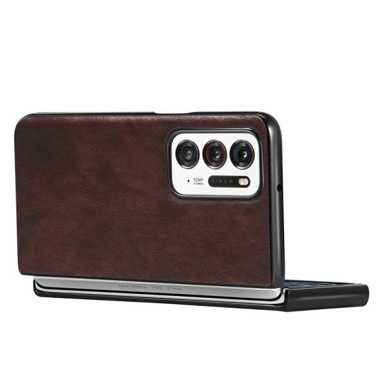Capa Para Oppo Find N Couro Sintético De Lichia
