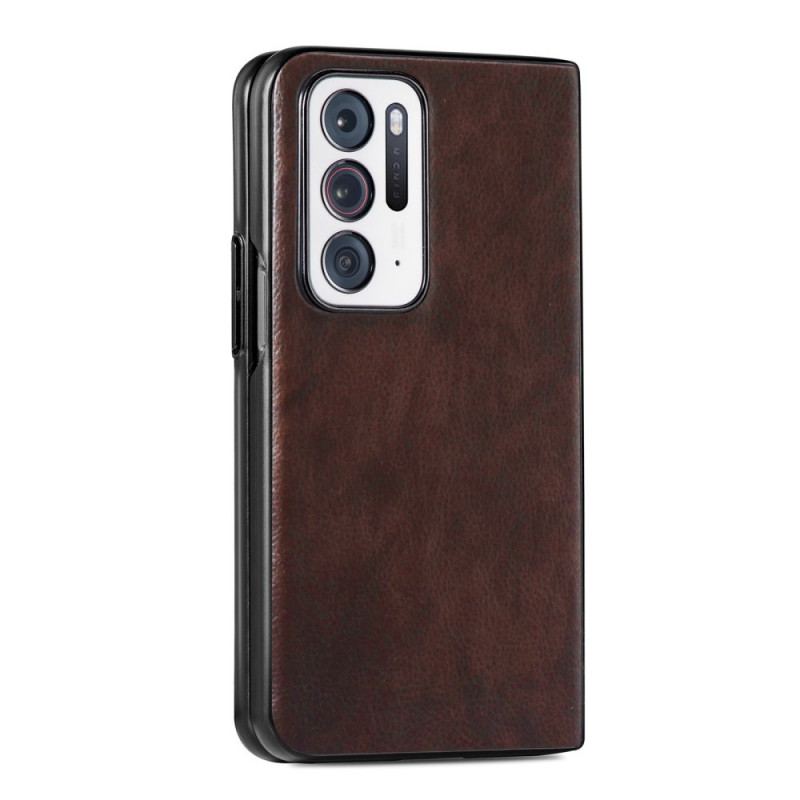 Capa Para Oppo Find N Couro Sintético De Lichia