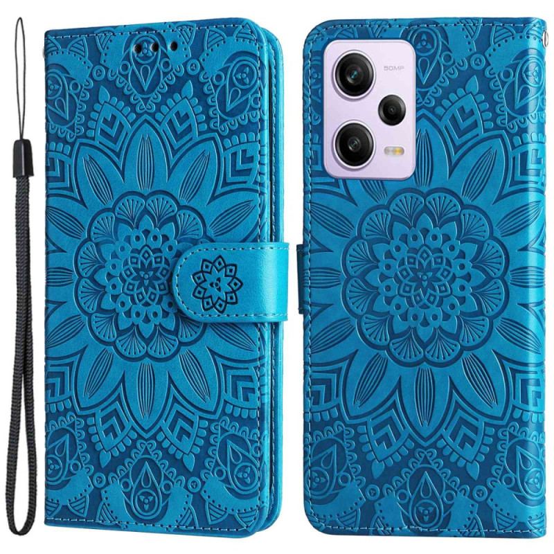 Capa De Couro Para Xiaomi Redmi Note 12 Pro Plus De Cordão Decoração Mandala Com Alça