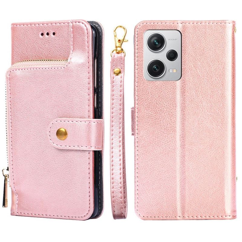 Capa De Couro Para Xiaomi Redmi Note 12 Pro Plus Porta-moedas Com Zíper