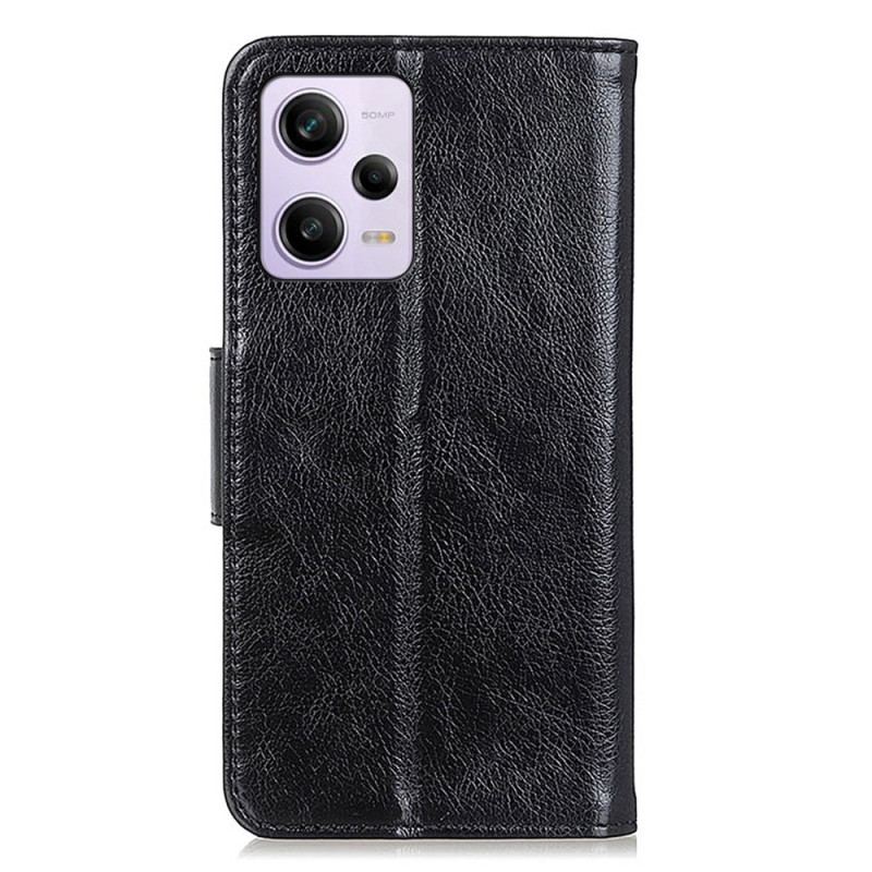 Capa Flip Para Xiaomi Redmi Note 12 Pro Plus Couro Napa Rachado