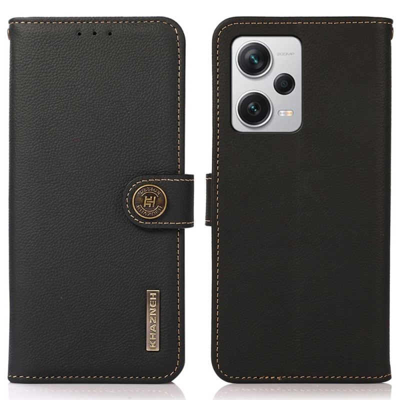 Capa Folio Para Xiaomi Redmi Note 12 Pro Plus Khazneh Rfid Couro Genuíno