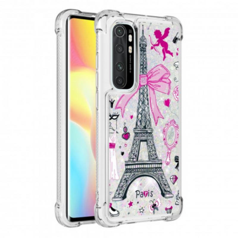 Capa De Celular Para Xiaomi Mi Note 10 Lite As Lantejoulas Da Torre Eiffel