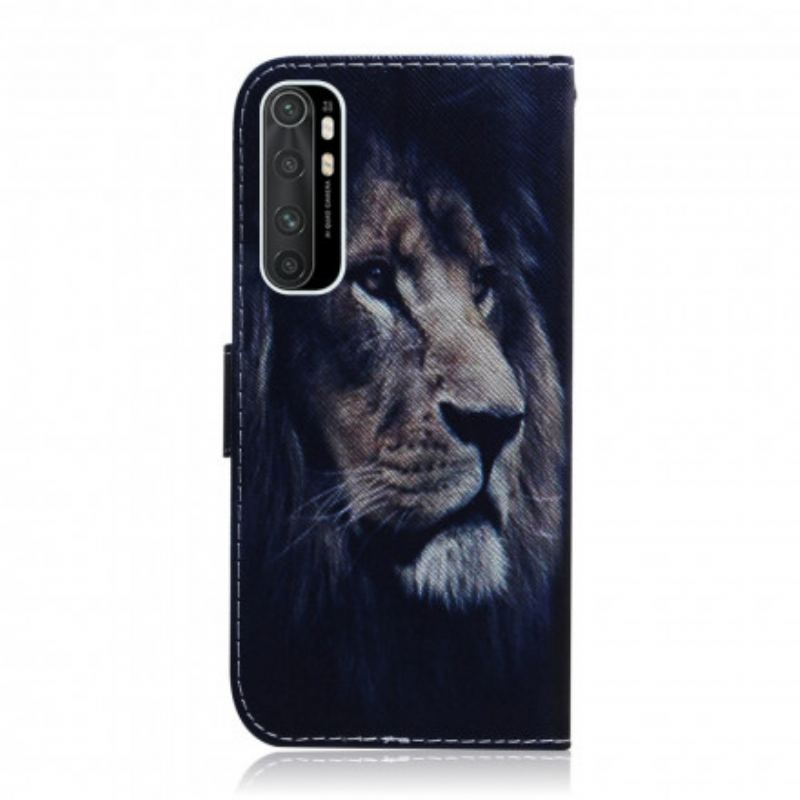 Capa De Couro Para Xiaomi Mi Note 10 Lite Leão Sonhador