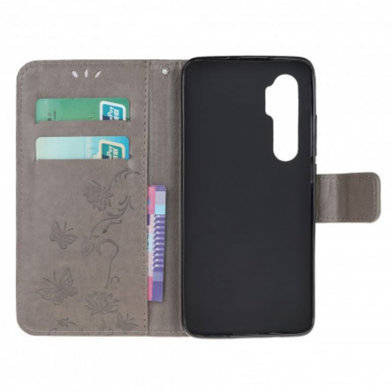 Capa Folio Para Xiaomi Mi Note 10 Lite Borboletas E Flores Asiáticas