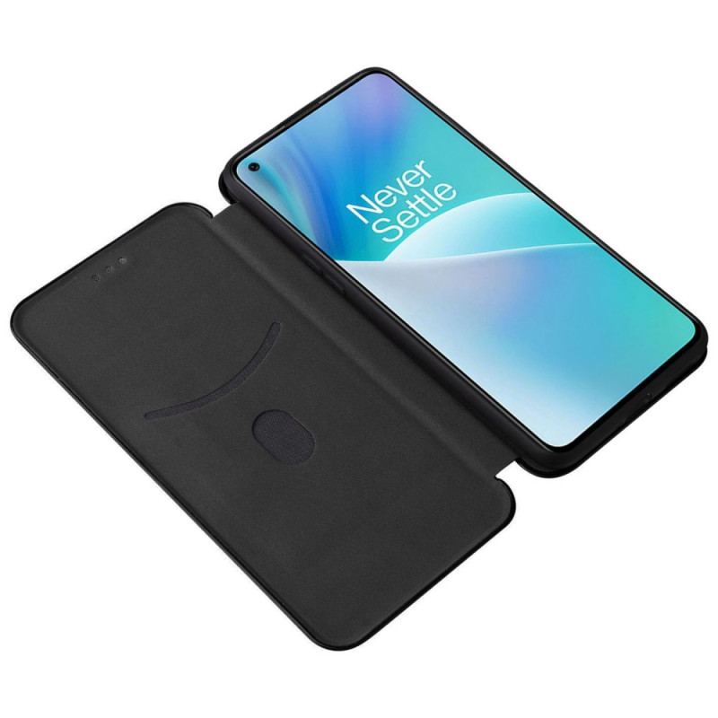 Capa De Celular Para OnePlus Nord 2T 5G Flip Anel Fibra De Carbono