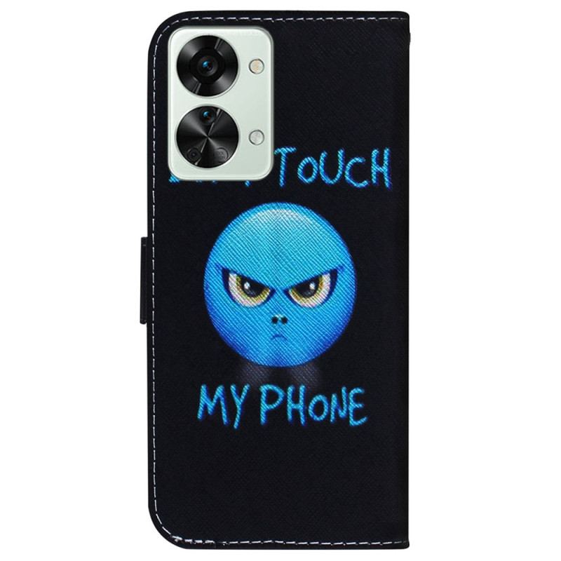 Capa De Couro Para OnePlus Nord 2T 5G De Cordão Emoji Não Toque No Cordão Do Meu Telefone