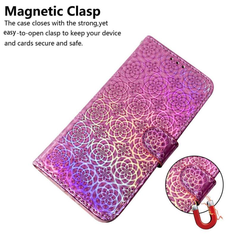 Capa De Couro Para OnePlus Nord 2T 5G De Cordão Flores Geométricas Com Tiras