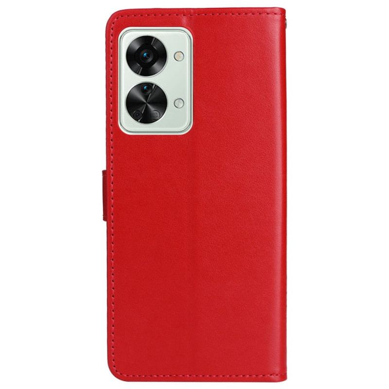 Capa De Couro Para OnePlus Nord 2T 5G De Cordão Gato E Abelha Com Porta-cartões Com Cordão