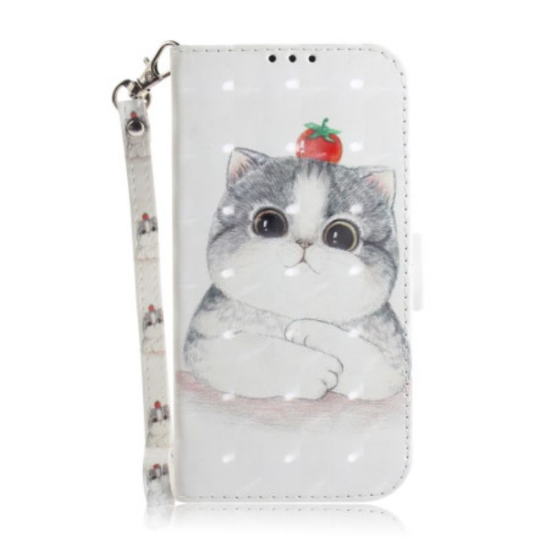 Capa De Couro Para OnePlus Nord 2T 5G De Cordão Lindo Gato Tanga