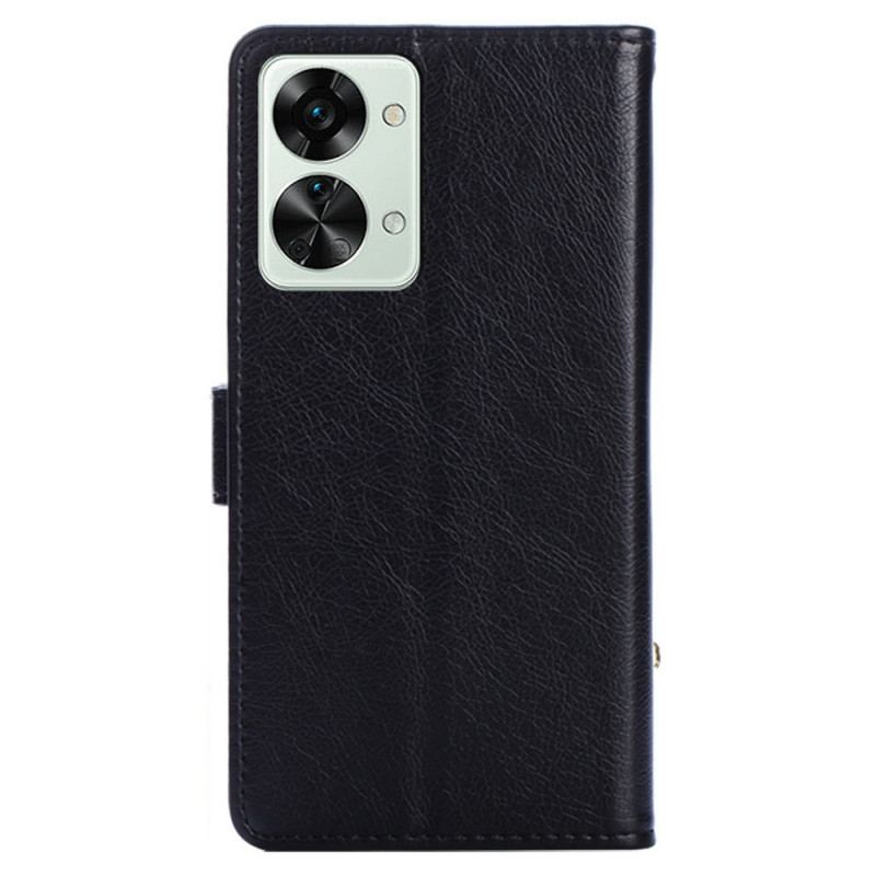 Capa De Couro Para OnePlus Nord 2T 5G Porta-moedas Frontal E Cordão