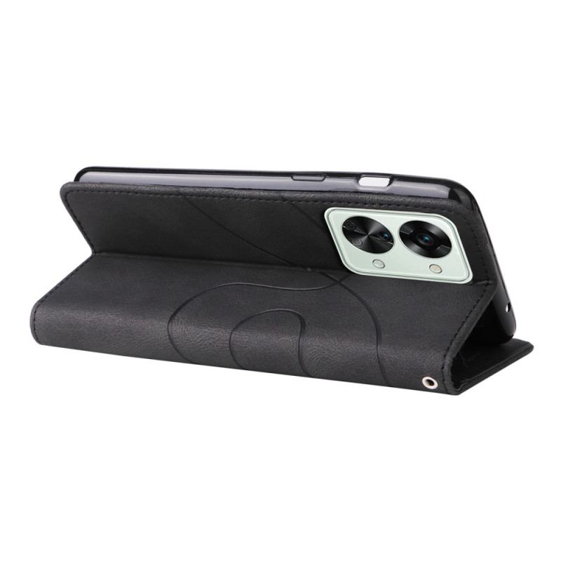 Capa De Couro Para OnePlus Nord 2T 5G Série De Couro Bicolor Kt Com Alça Para Cartão