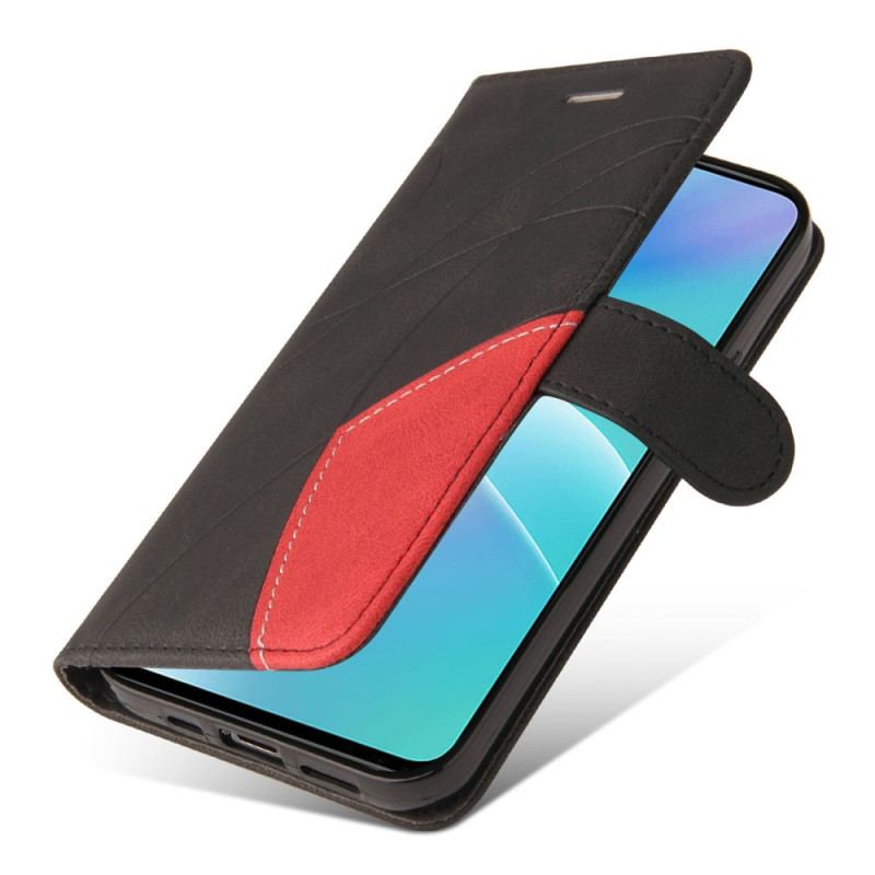 Capa De Couro Para OnePlus Nord 2T 5G Série De Couro Bicolor Kt Com Alça Para Cartão