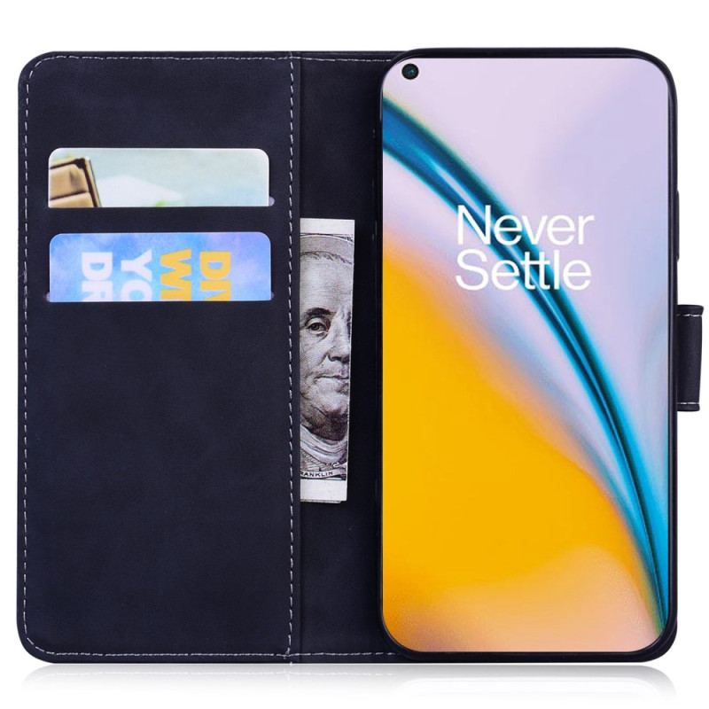 Capa Em Pele Para OnePlus Nord 2T 5G Padrão Borboleta