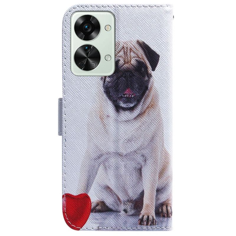 Capa Flip Para OnePlus Nord 2T 5G De Cordão Cão Pug Strappy