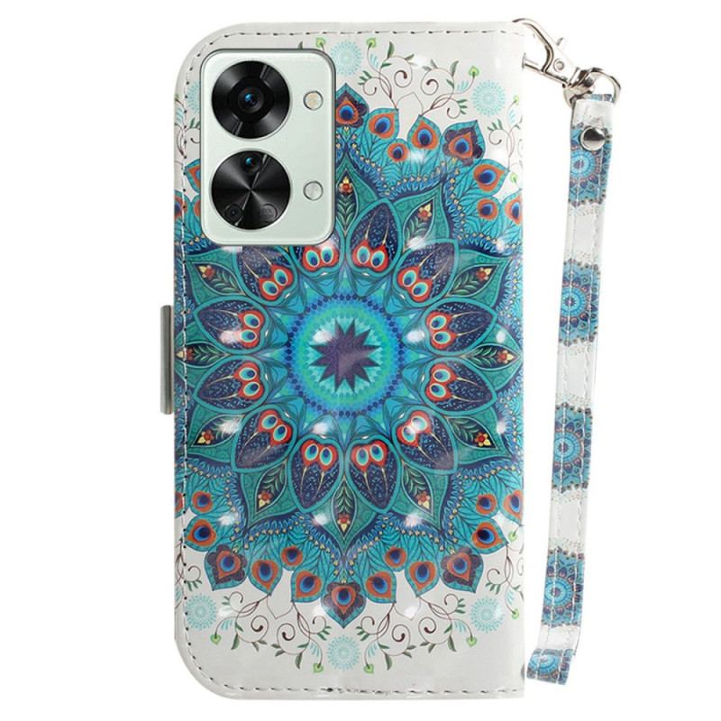 Capa Flip Para OnePlus Nord 2T 5G De Cordão Coroa De Pavão Com Tiras