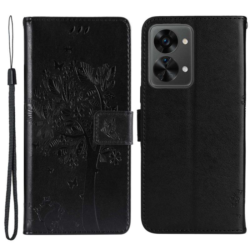 Capa Flip Para OnePlus Nord 2T 5G De Cordão Titular Do Cartão Alça
