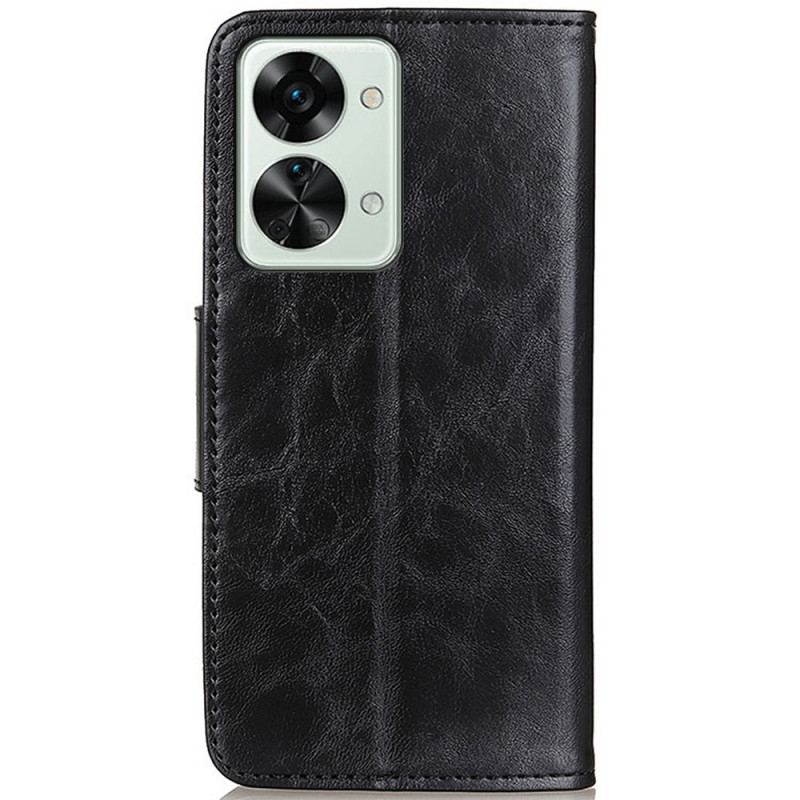 Capa Flip Para OnePlus Nord 2T 5G Couro Rachado Vintage