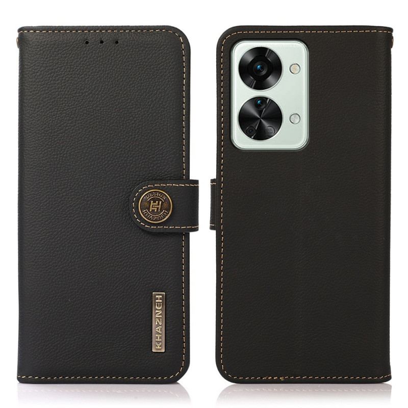 Capa Flip Para OnePlus Nord 2T 5G Khazneh Rfid Couro Genuíno