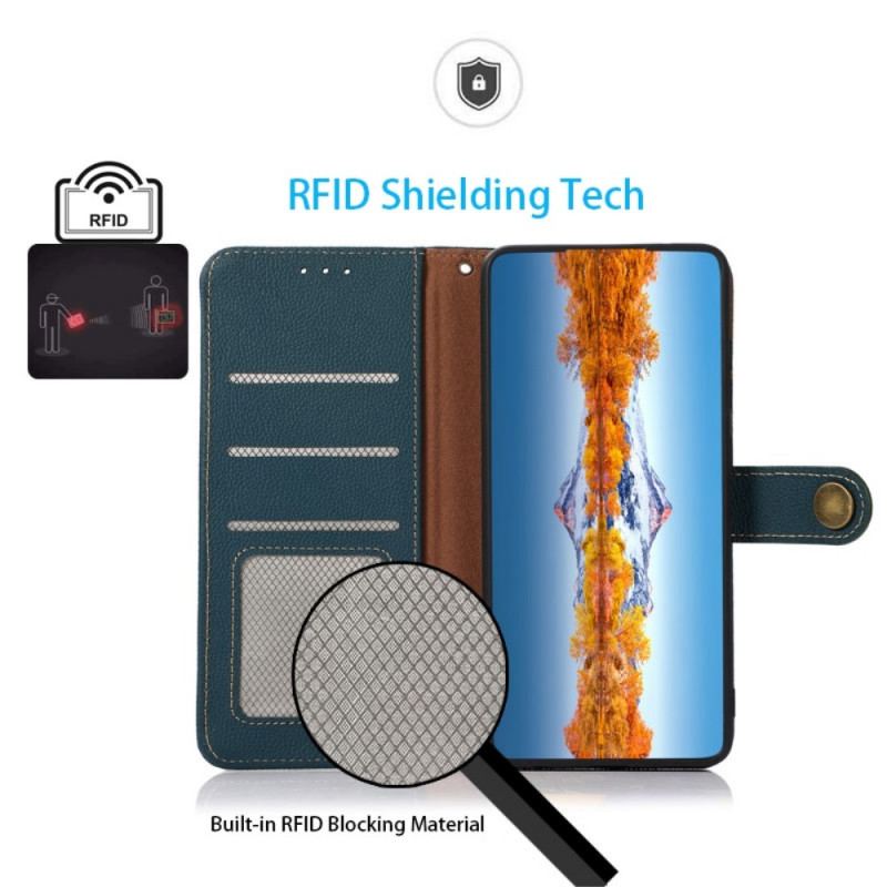 Capa Flip Para OnePlus Nord 2T 5G Khazneh Rfid Couro Genuíno