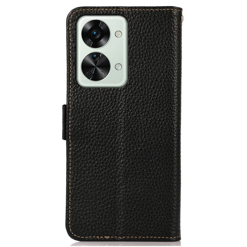 Capa Folio Para OnePlus Nord 2T 5G Couro De Lichia Khazneh Rfid